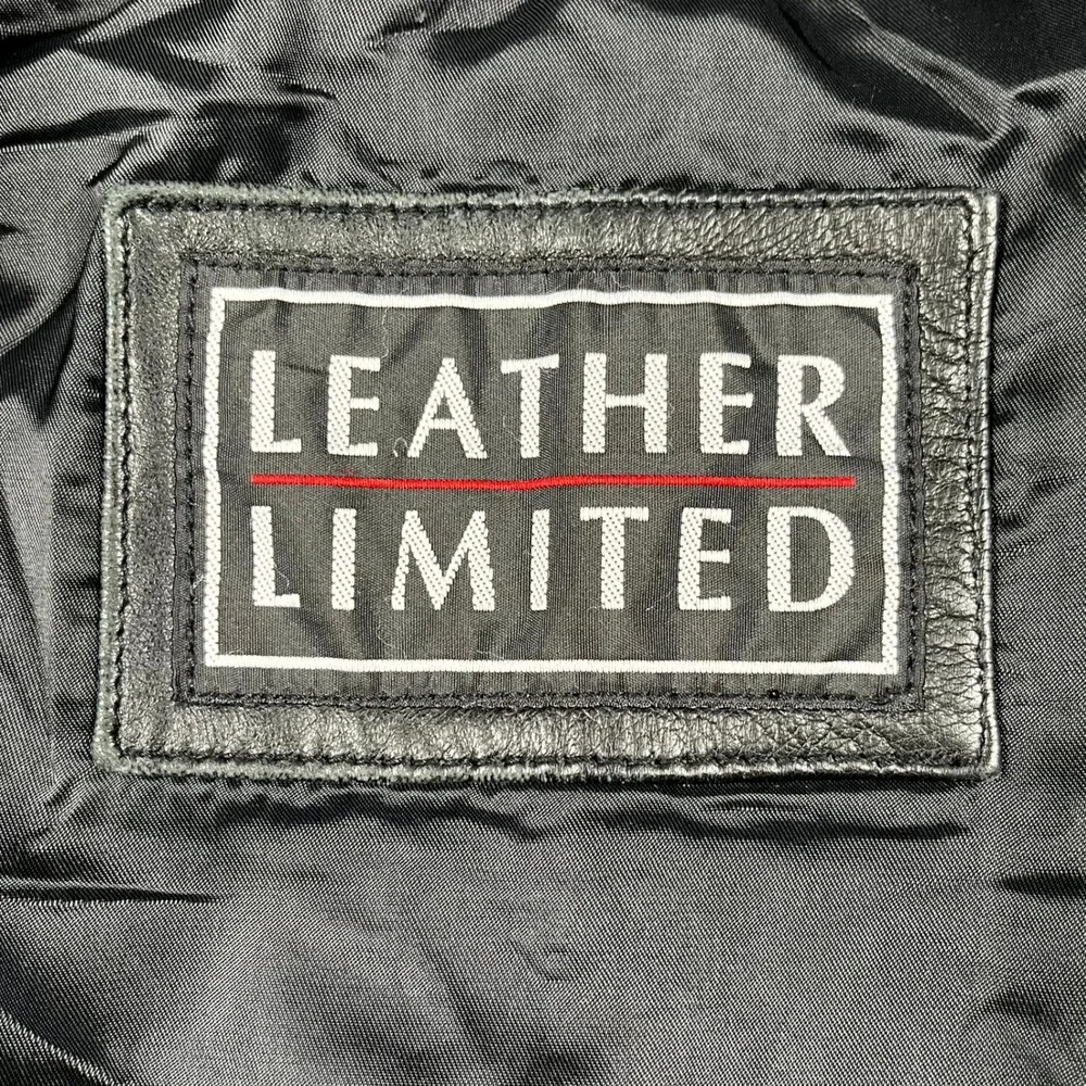 Leather Limited Jacket Mens XL Black Genuine Leather Lined Collared Full Zip